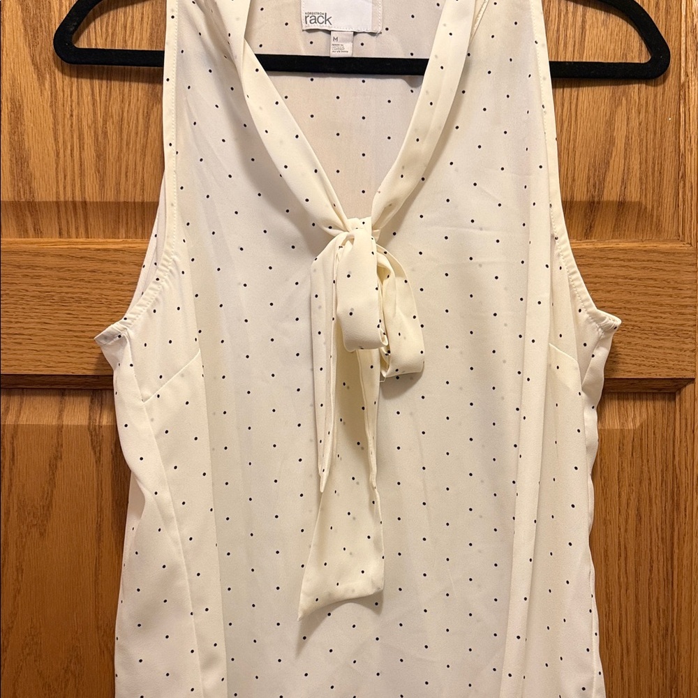 Elegant Cream Polka Dot Sleeveless Blouse